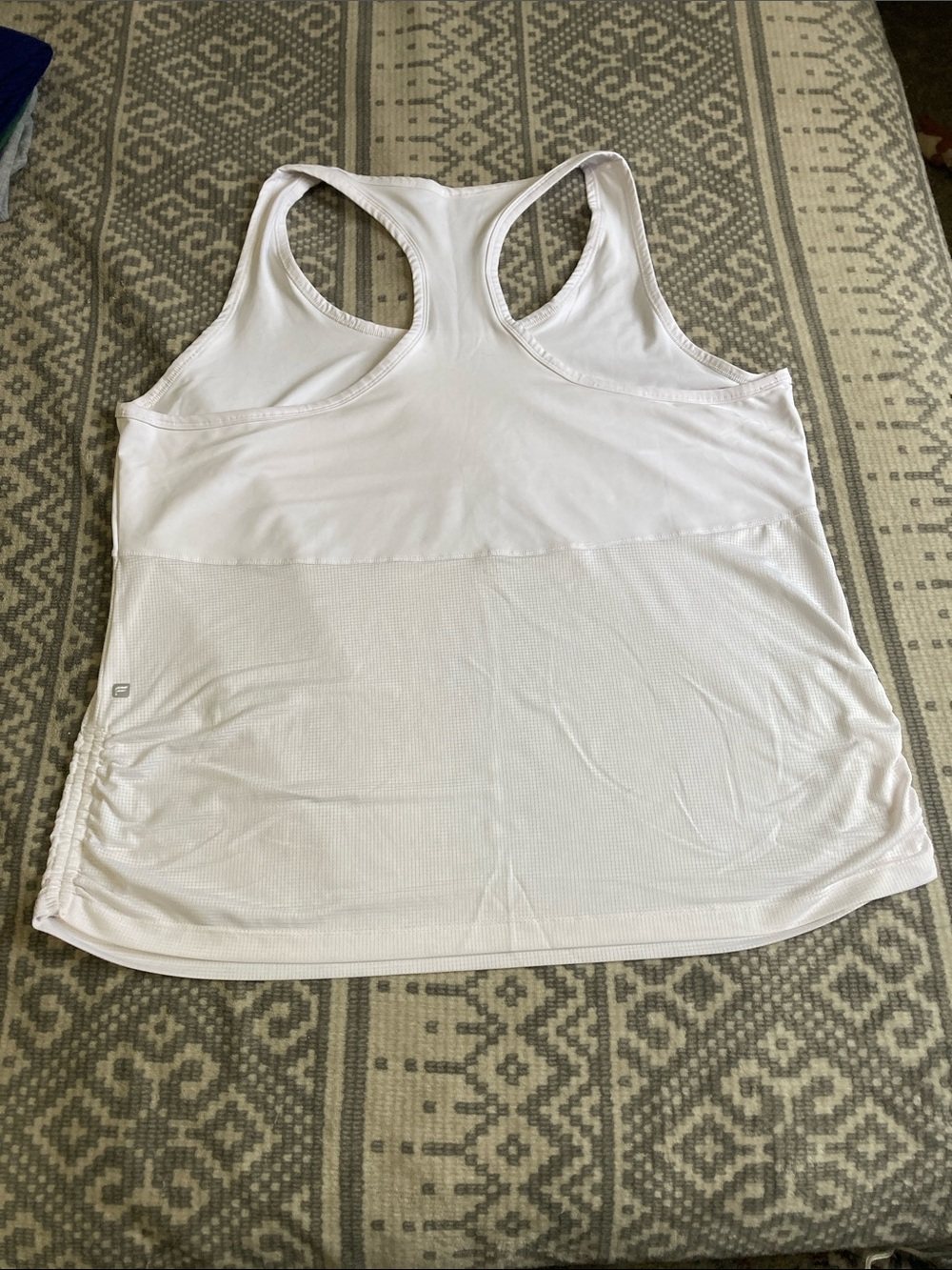 Fabletics White Racerback Tank with Side Ruching Detail - Picture 2 of 2